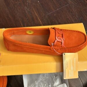 NWT Piero Masetti Orange Suede Driving Moccasins